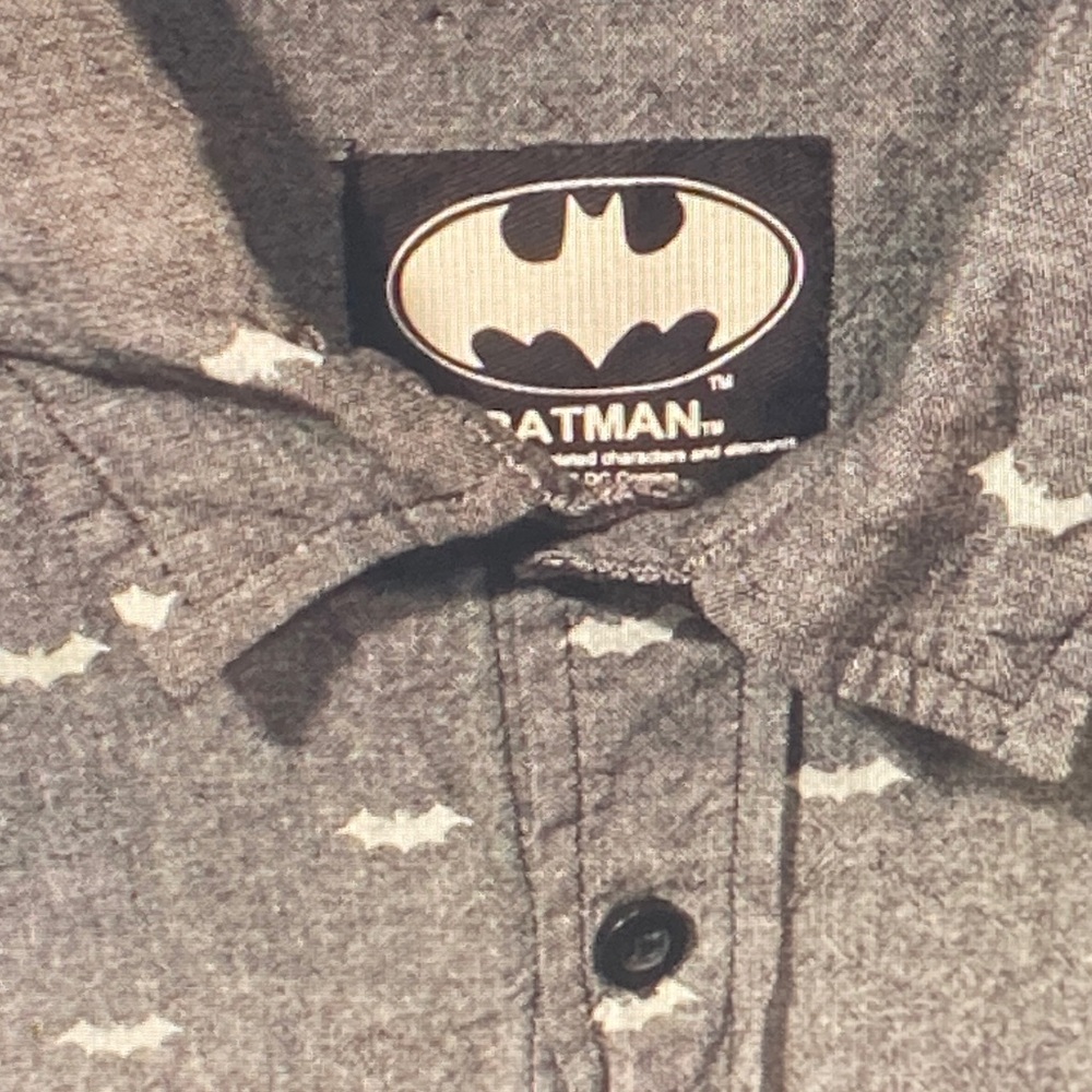 Batman Gray Casual Button Down Shirt